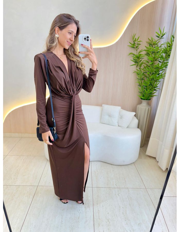 VESTIDO MIDI PÉROLA MARRO... - MOOD STORE