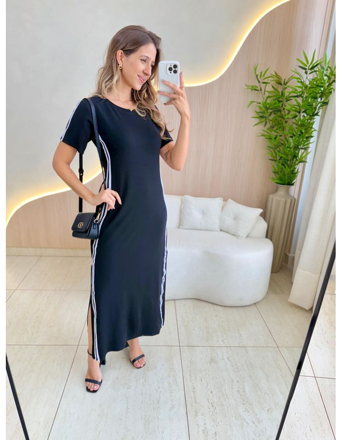 VESTIDO MIDI HELENA PRETO - MOOD STORE