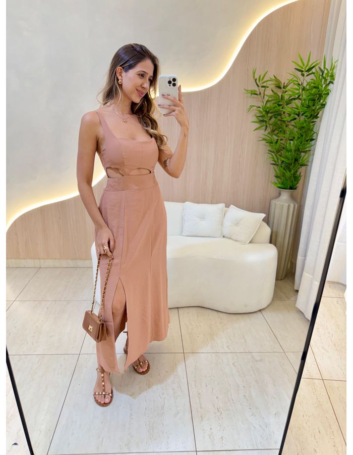 VESTIDO MIDI PAOLA NUDE 2 - MOOD STORE