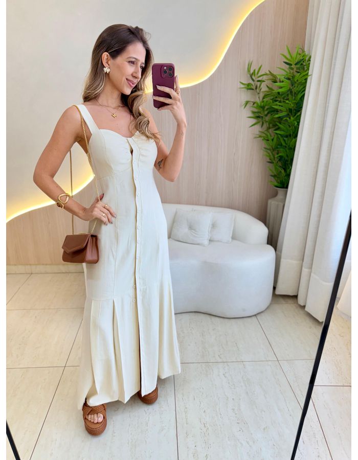 VESTIDO MARISTELA AREIA - MOOD STORE