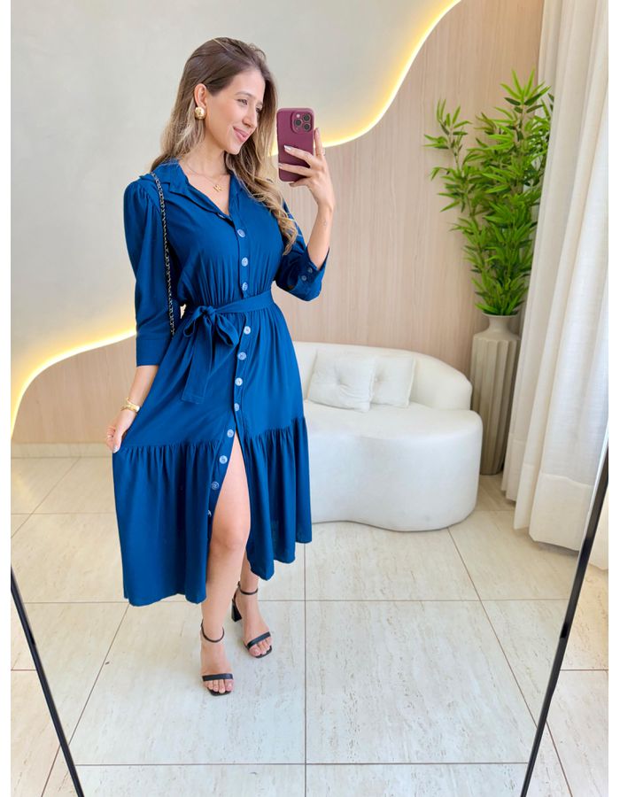 VESTIDO MIDI FLORA AZUL M... - MOOD STORE