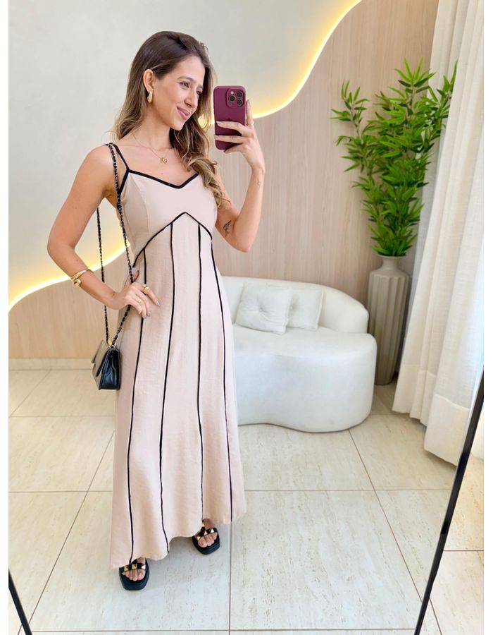 VESTIDO MIDI EMILIA NUDE - MOOD STORE