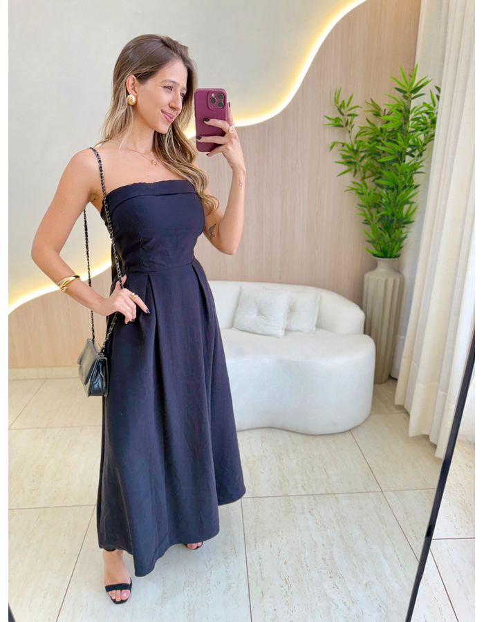 VESTIDO MIDI CAROL PRETO - MOOD STORE