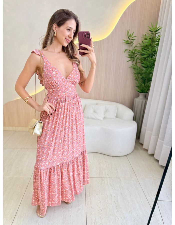 VESTIDO MIDI JAQUE ROSA F... - MOOD STORE