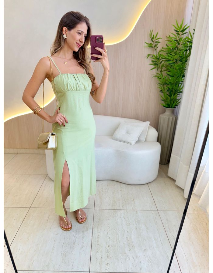VESTIDO MIDI SUELEN VERDE - MOOD STORE