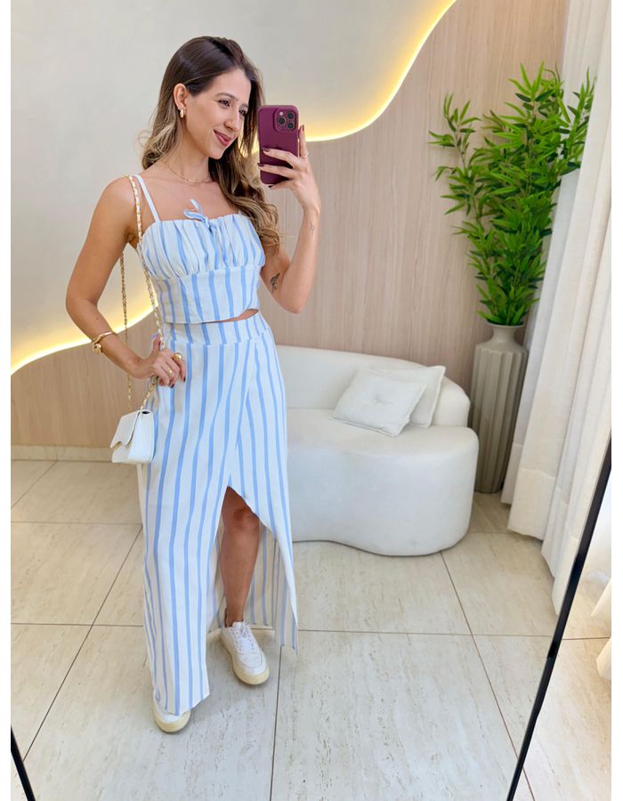 CONJUNTO SAIA MAITE AZUL - MOOD STORE