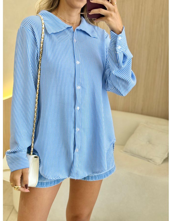 CHEMISE JASMINE AZUL LIST... - MOOD STORE