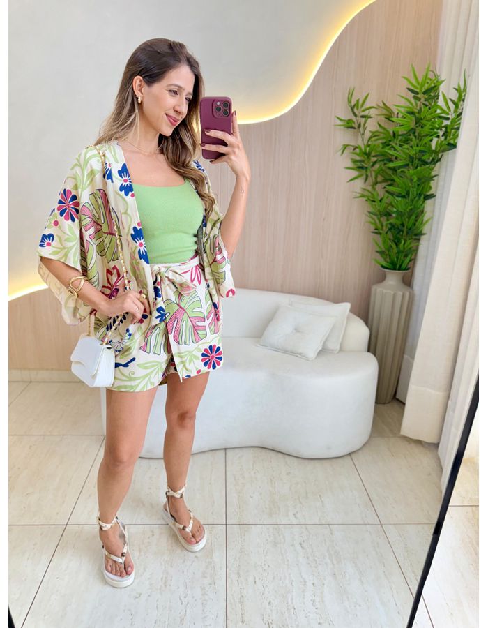 CONJUNTO KIMONO VERDE/ROS - MOOD STORE