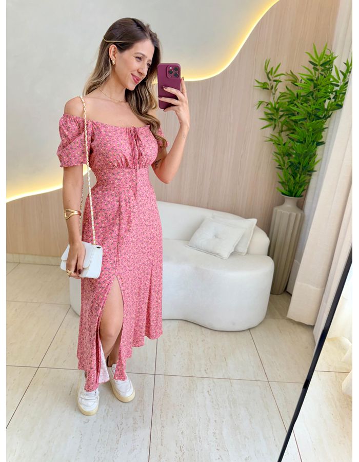 VESTIDO MIDI VIOLETA ROSA - MOOD STORE