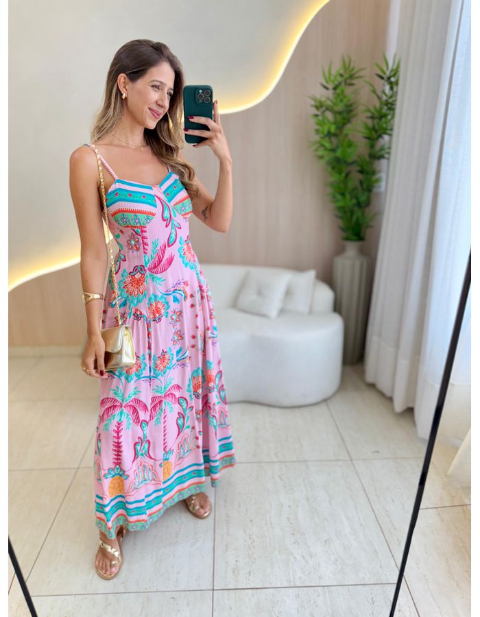 VESTIDO MIDI CLARICE ROSA - MOOD STORE