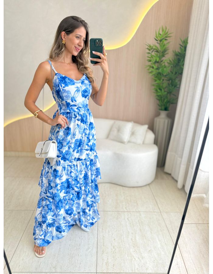 VESTIDO LONGO HELLEN AZUL - MOOD STORE