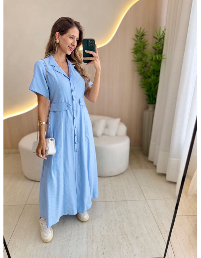 VESTIDO LONGO DIANA AZUL - MOOD STORE