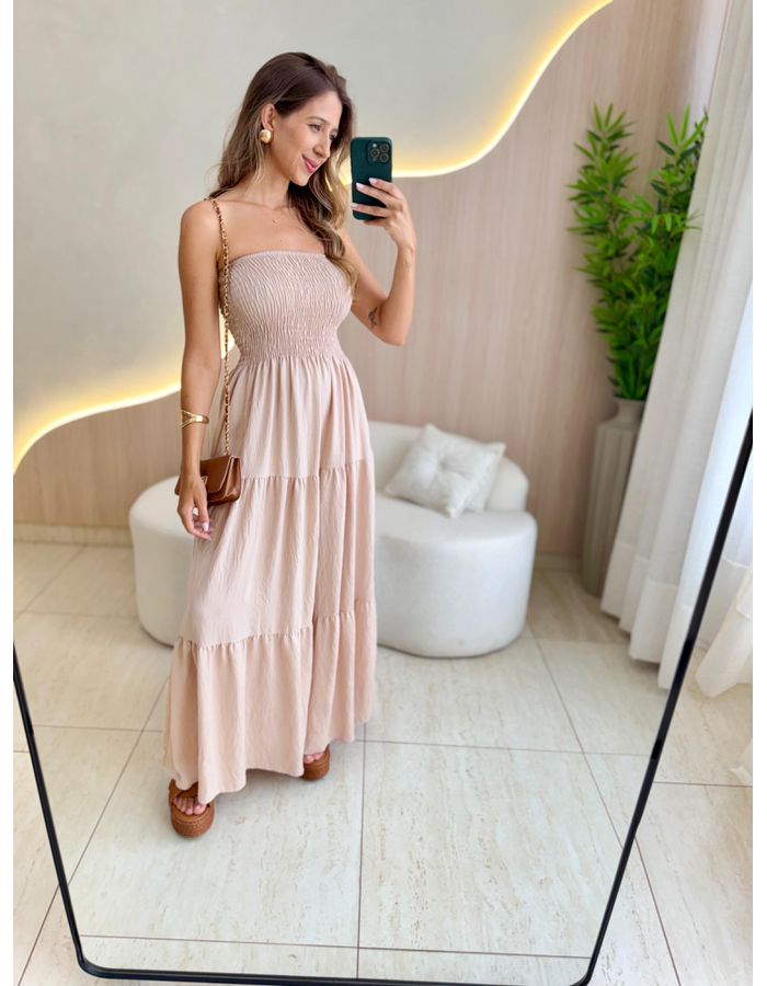 VESTIDO MIDI AYLA NUDE - MOOD STORE