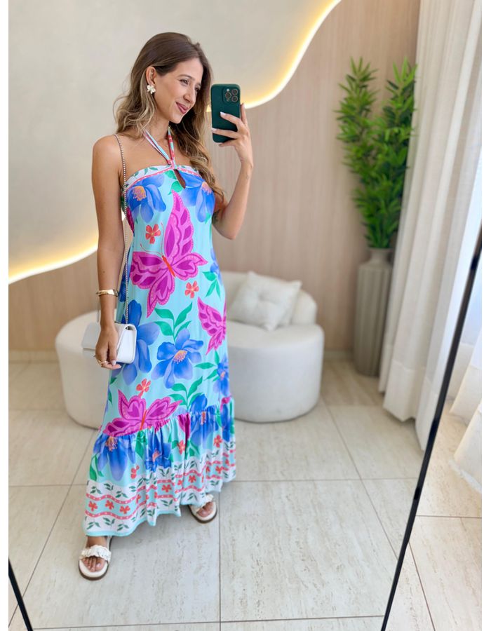 VESTIDO MIDI MEL AZUL - MOOD STORE