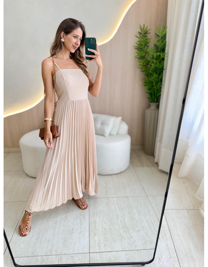 VESTIDO MIDI GEISA NUDE - MOOD STORE