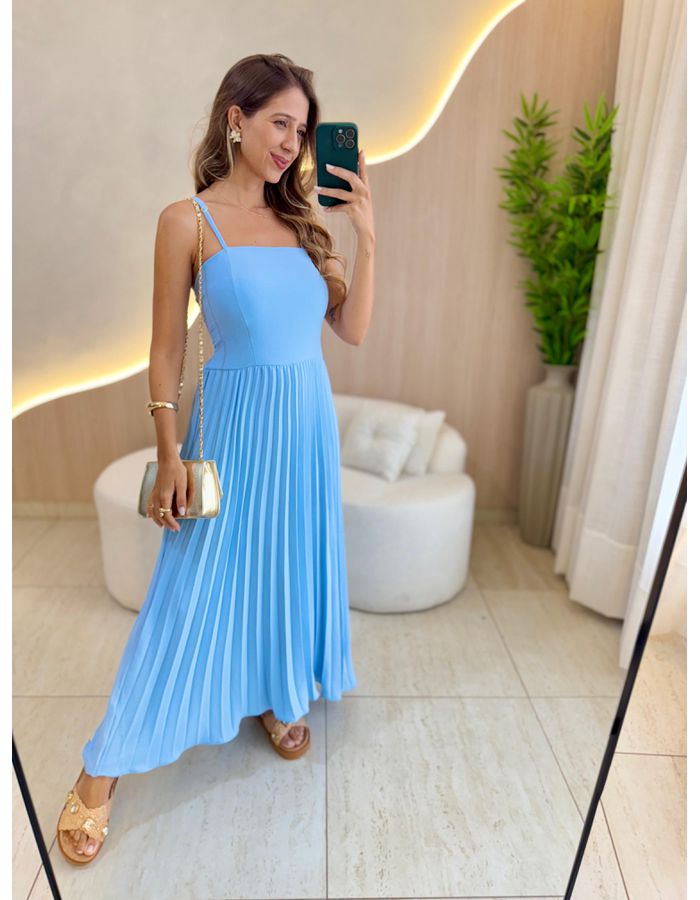VESTIDO MIDI GEISA AZUL - MOOD STORE