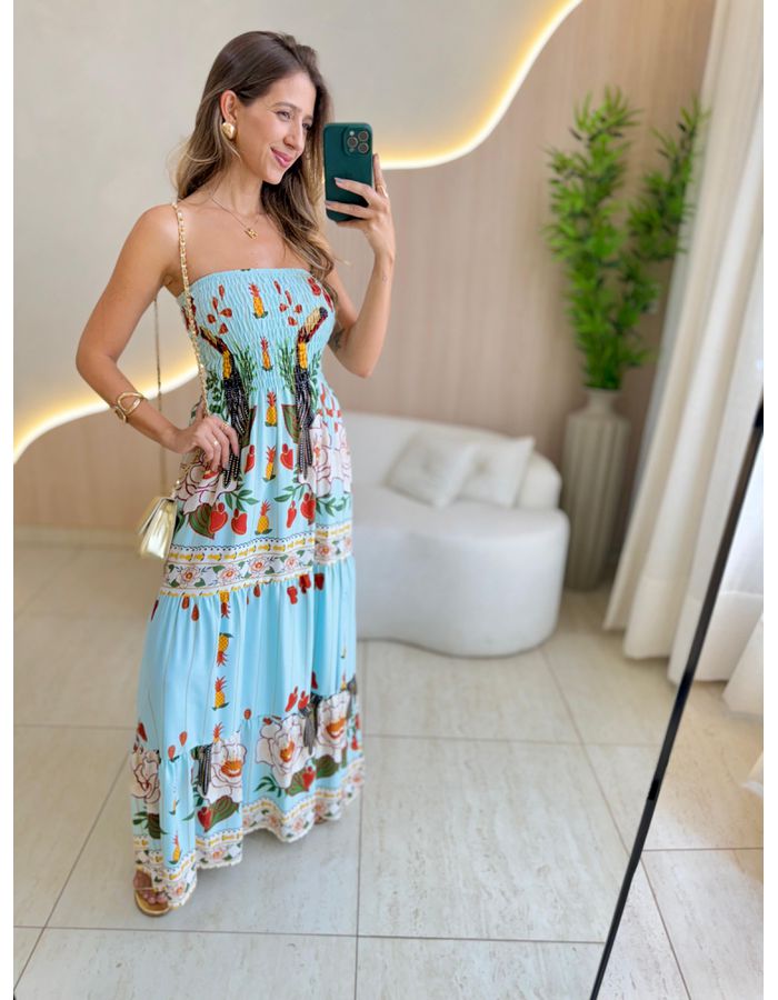 VESTIDO MIDI JASMIN AZUL - MOOD STORE
