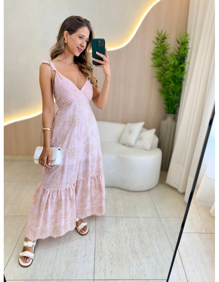 VESTIDO LONGO FRAN ROSA - MOOD STORE