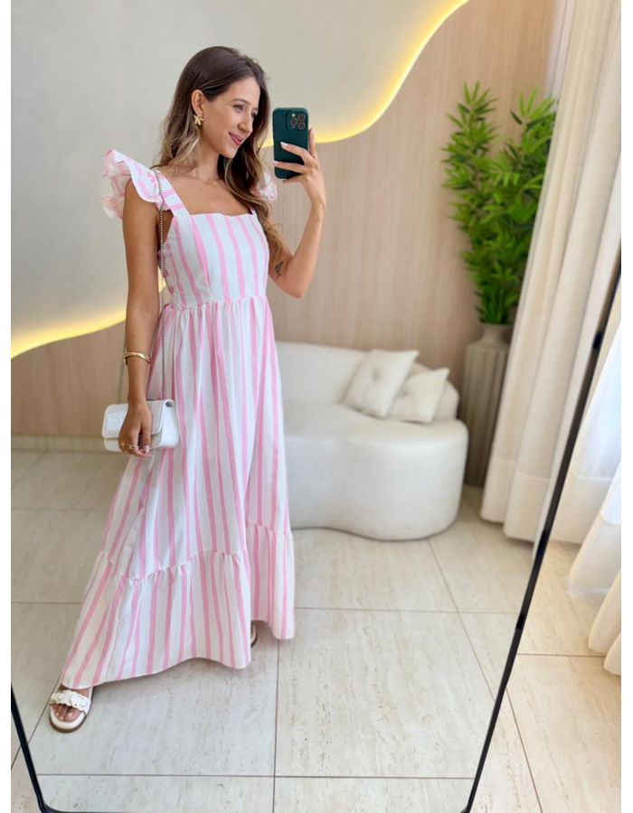 VESTIDO MIDI MIRELA ROSA - MOOD STORE