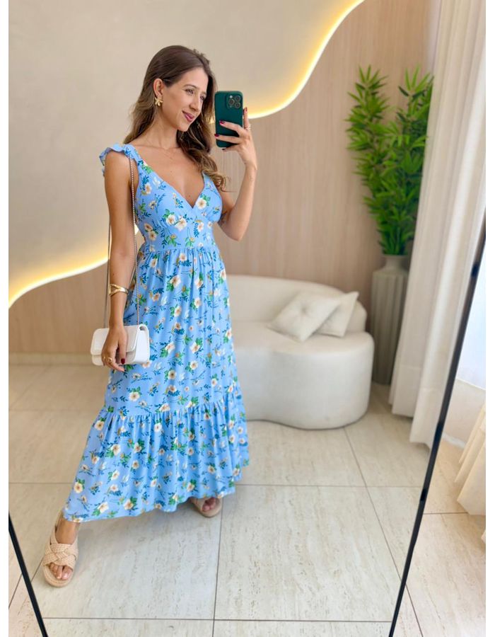 VESTIDO MIDI JAQUE AZUL - MOOD STORE