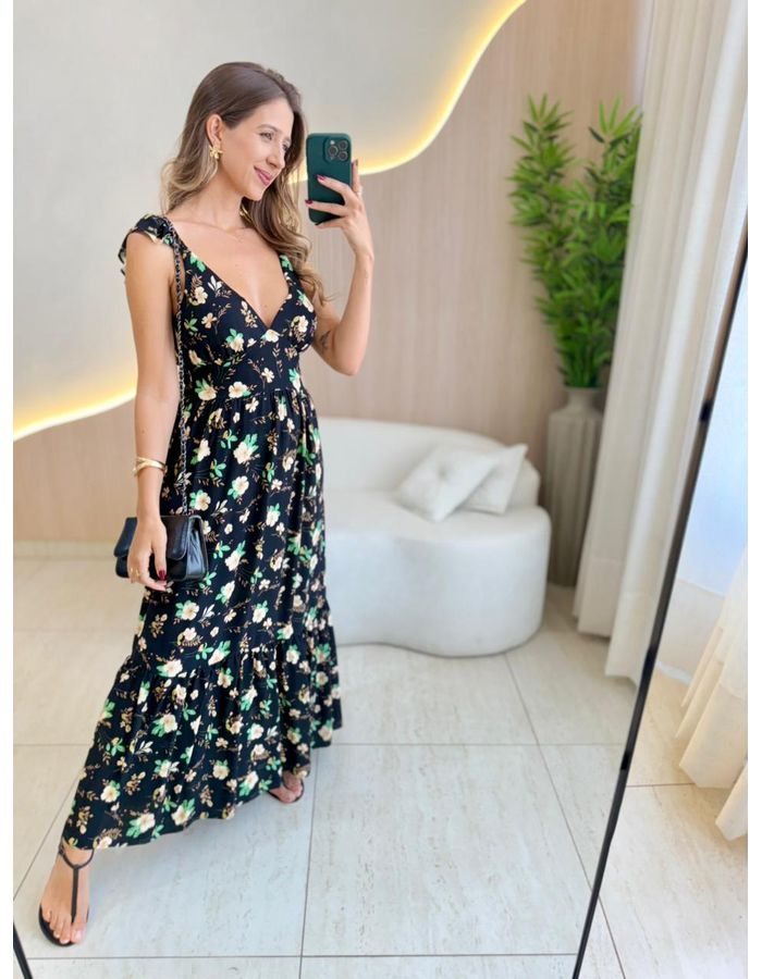 VESTIDO MIDI JAQUE PRETO - MOOD STORE