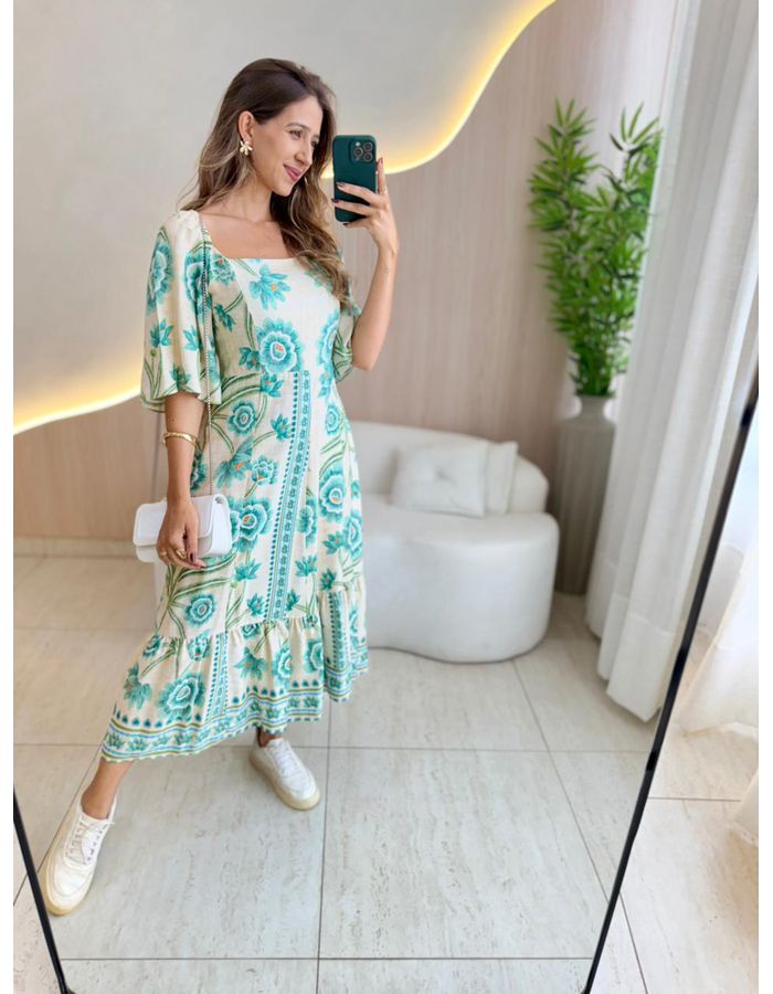 VESTIDO MIDI ESTER VERDE - MOOD STORE