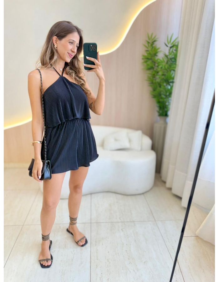 MACAQUINHO PLISSADO PRETO - MOOD STORE