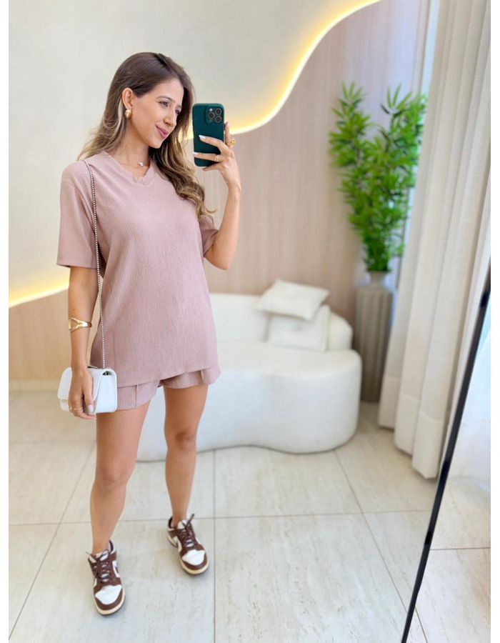 CONJUNTO SHORT SELENA NUD - MOOD STORE