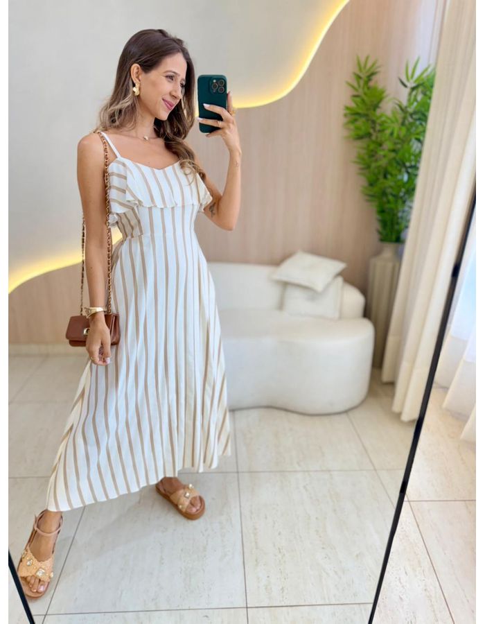VESTIDO MIDI MARCELA NUDE - MOOD STORE