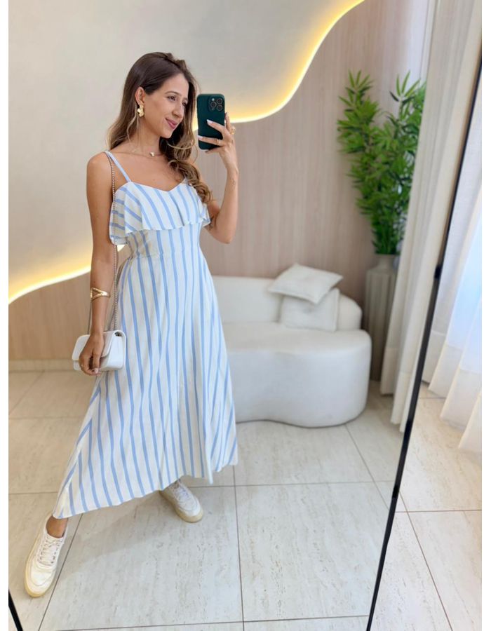 VESTIDO MIDI MARCELA AZUL - MOOD STORE