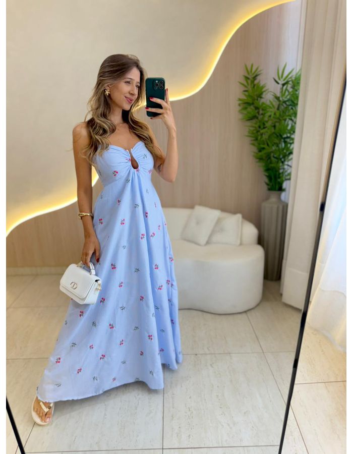 VESTIDO LONGO VIVI AZUL - MOOD STORE