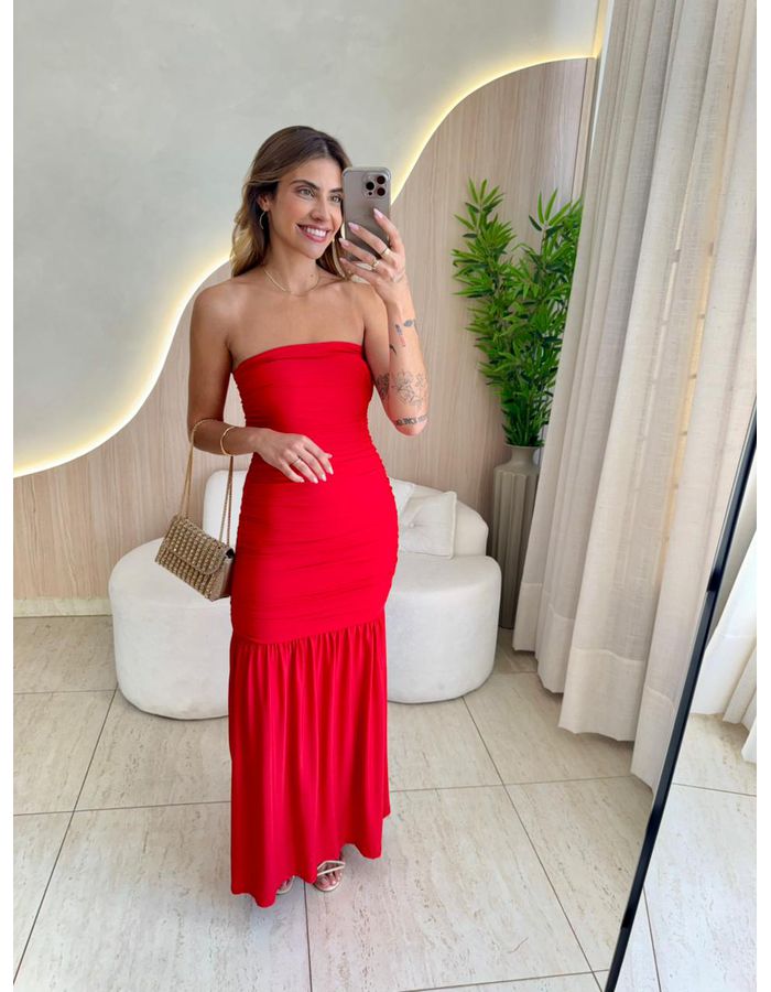 VESTIDO MIDI TAINA VERMEL... - MOOD STORE