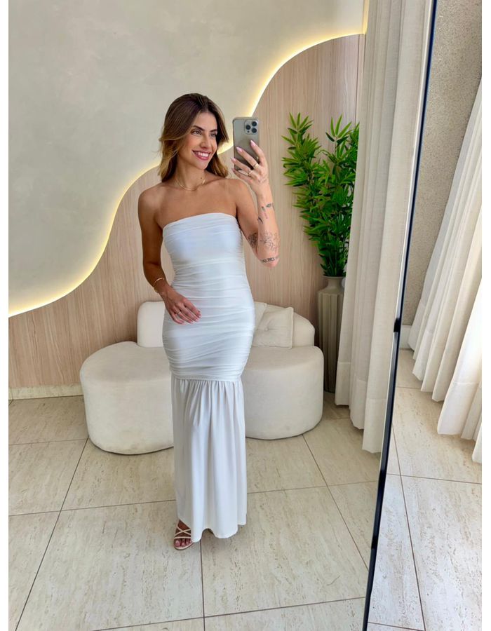 VESTIDO MIDI TAINA BRANCO - MOOD STORE
