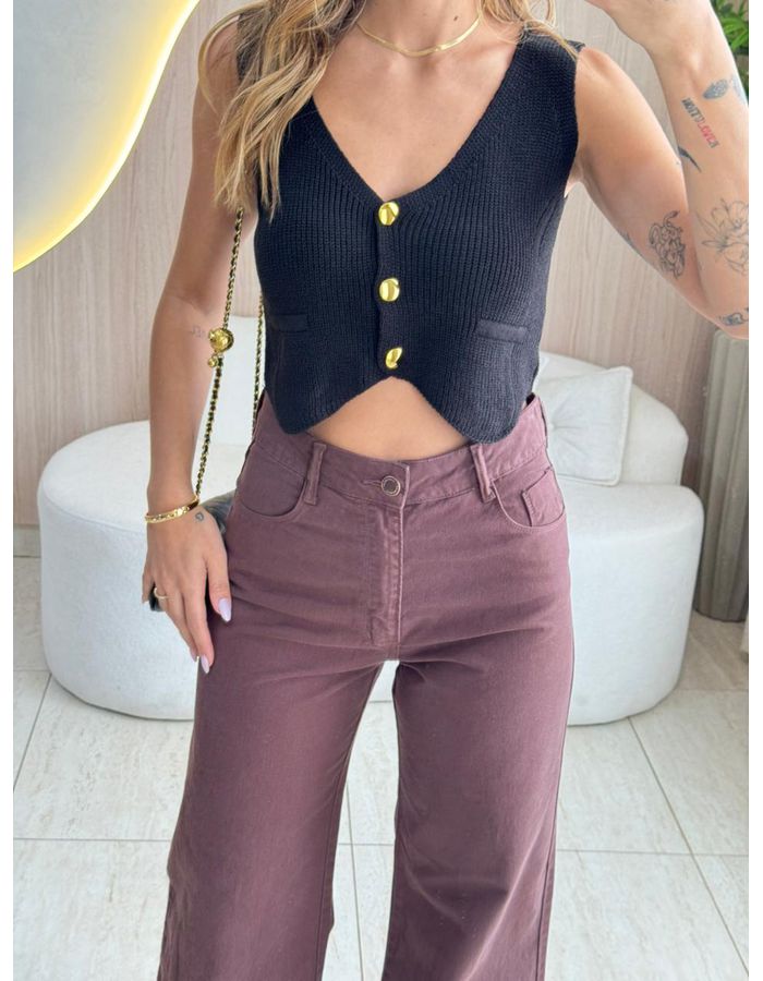 BLUSA CROPPED LILIAN PRET - MOOD STORE