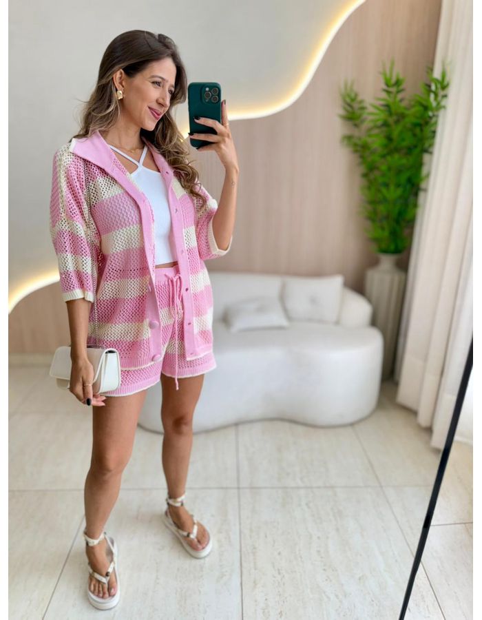 CONJUNTO SHORT ARIEL ROSA - MOOD STORE