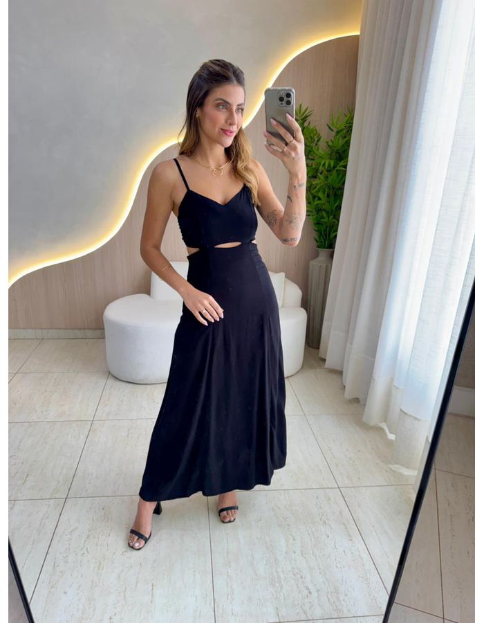 VESTIDO MIDI SAMARA PRETO - MOOD STORE