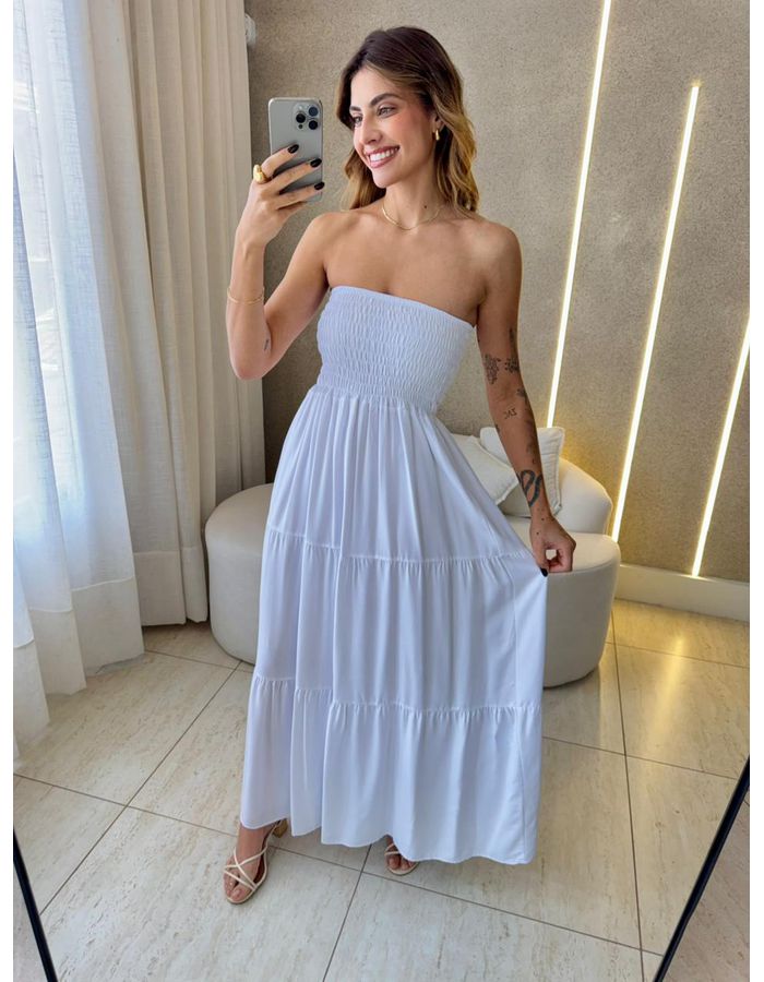 VESTIDO MIDI ANALU BRANCO - MOOD STORE