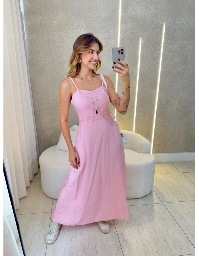 VESTIDO MIDI MIRIAN ROSA - MOOD STORE