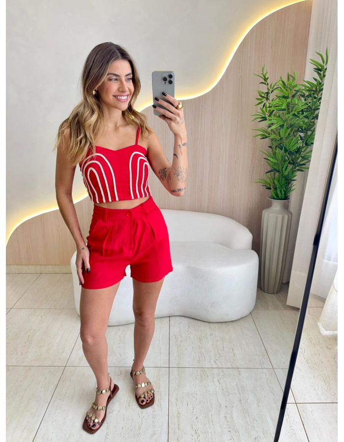 CONJUNTO SHORT ELISA VERM... - MOOD STORE