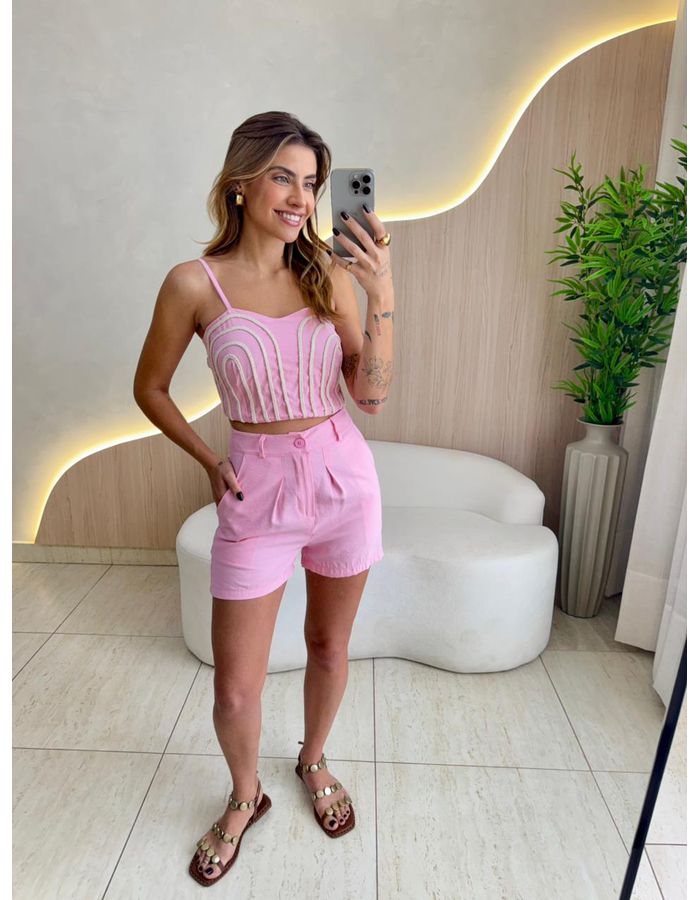 CONJUNTO SHORT ELISA ROSA - MOOD STORE