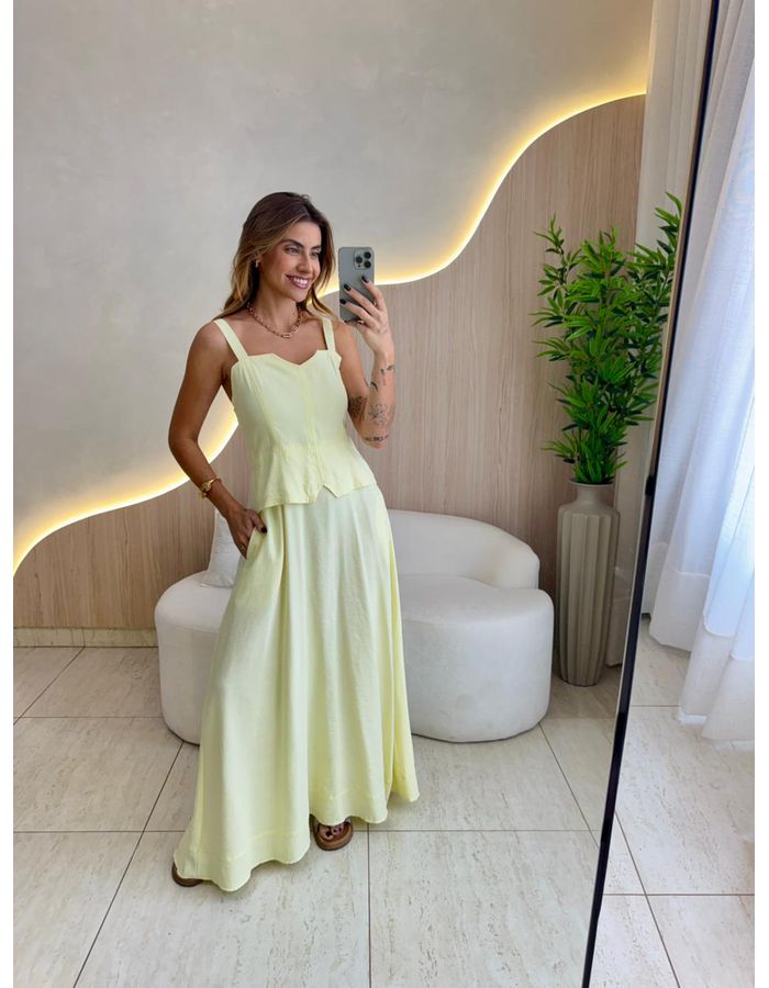 VESTIDO MIDI ISIS AMARELO - MOOD STORE