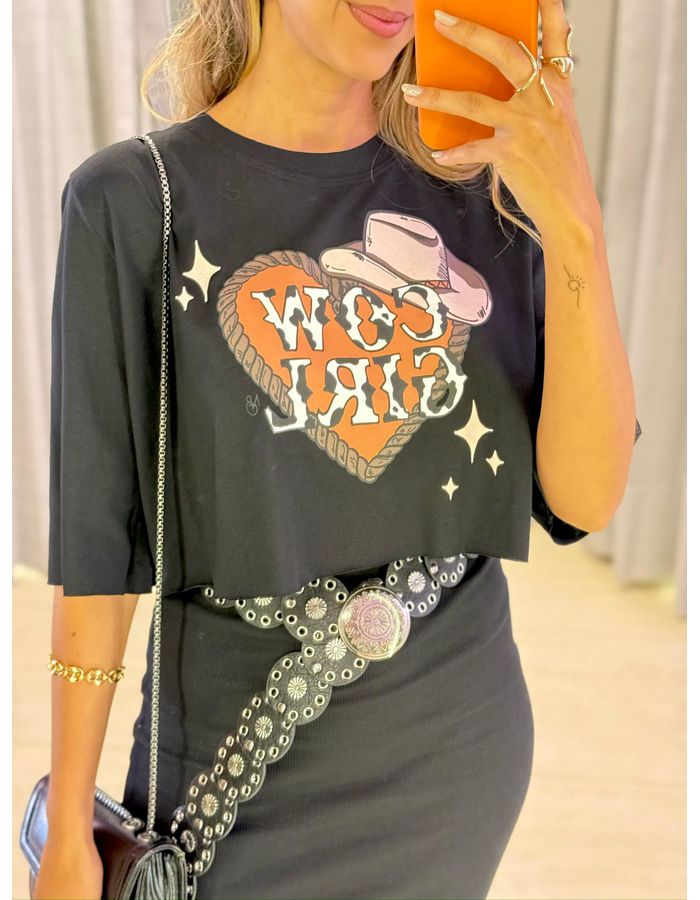 CROPPED COW GIRL PRETO - MOOD STORE