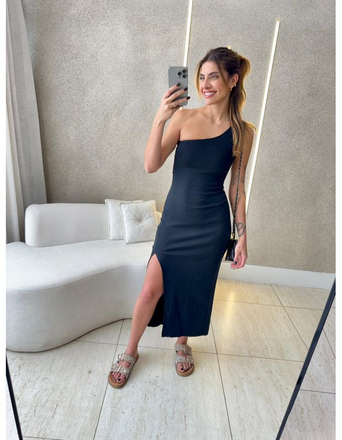 VESTIDO MIDI ELSA PRETO - MOOD STORE