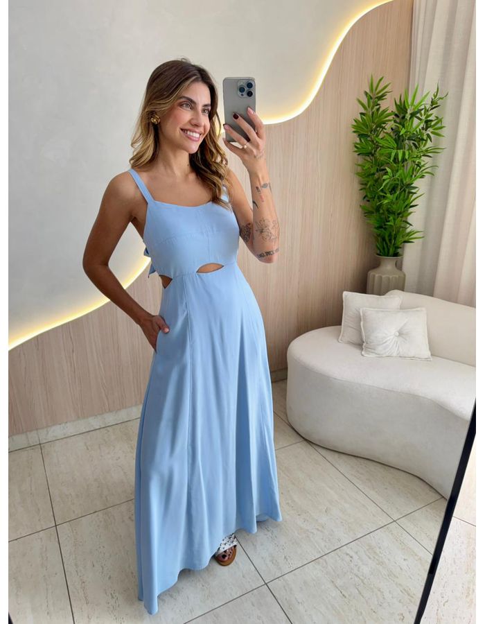 VESTIDO MIDI ALICE AZUL - MOOD STORE
