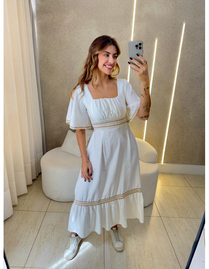 VESTIDO MIDI HELENA OFF - MOOD STORE