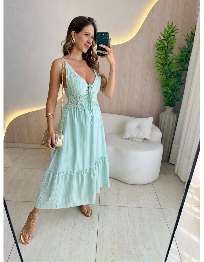 VESTIDO MIDI LISBOA VERDE - MOOD STORE