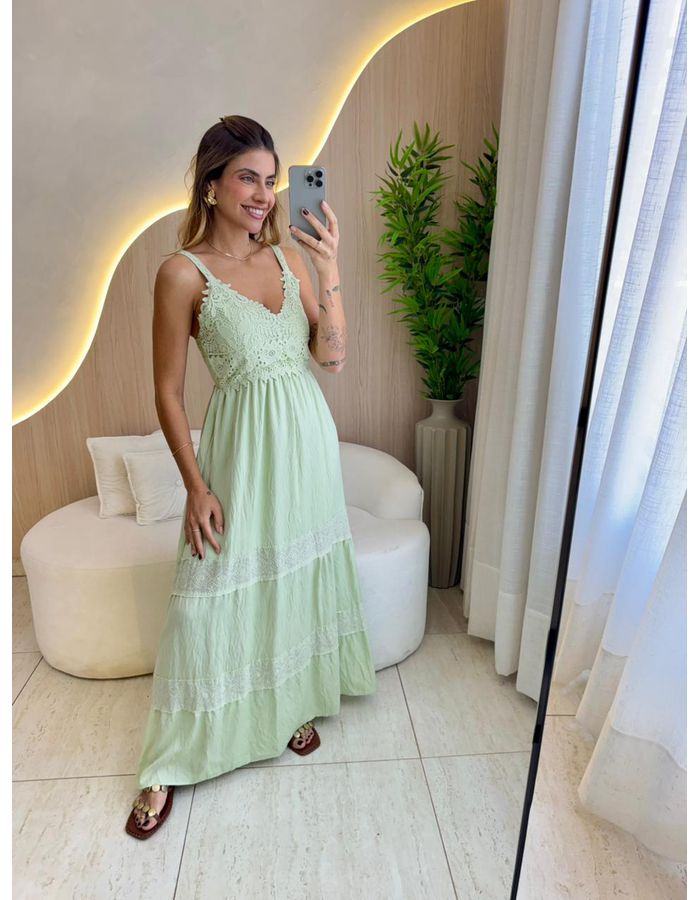 VESTIDO LONGO DAISY VERDE - MOOD STORE