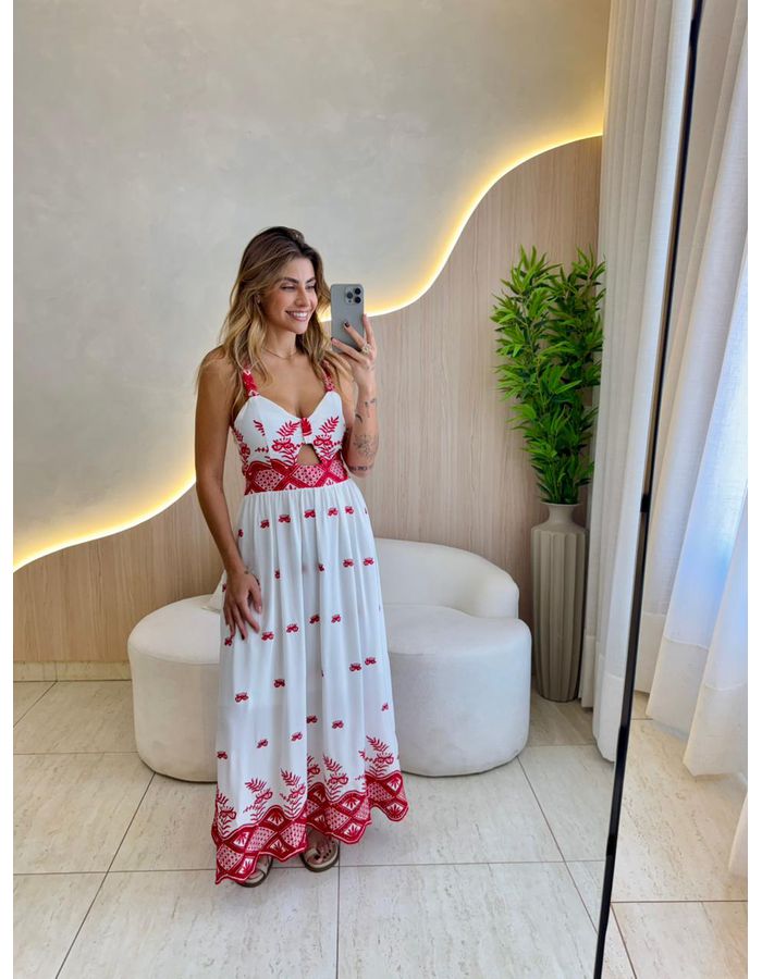 VESTIDO MIDI ANA LIZ VERM... - MOOD STORE