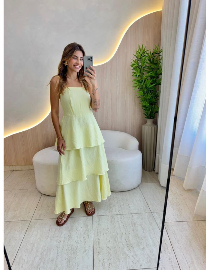 VESTIDO MIDI JULY AMARELO - MOOD STORE