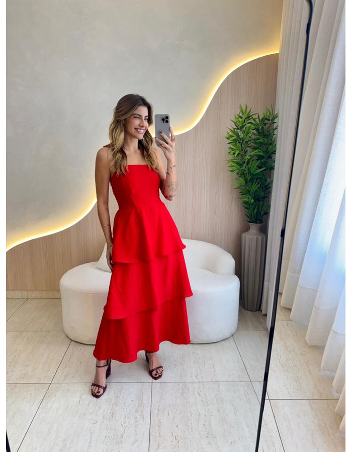 VESTIDO MIDI JULY VERMELH - MOOD STORE